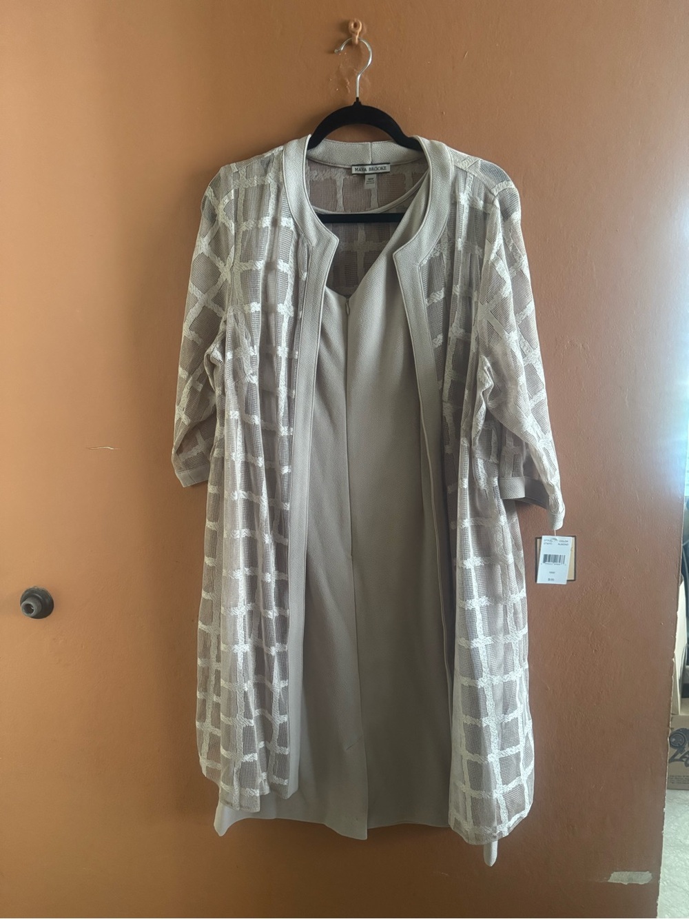 Nic+Zoe Taupe Midi Dress with Patterned Coat